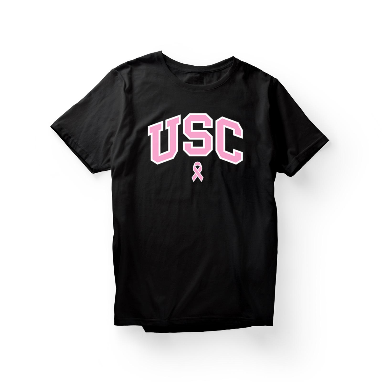 USC Pink Arch with Stroke Evergreen Breast Cancer SS Tee Black image01
